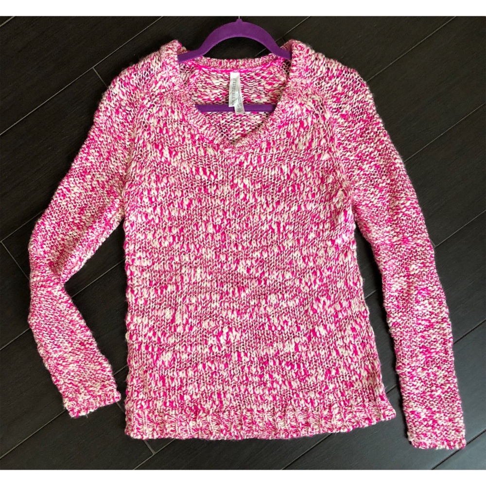 Aeropostale Hot Pink & White Sweater- Sz Medium